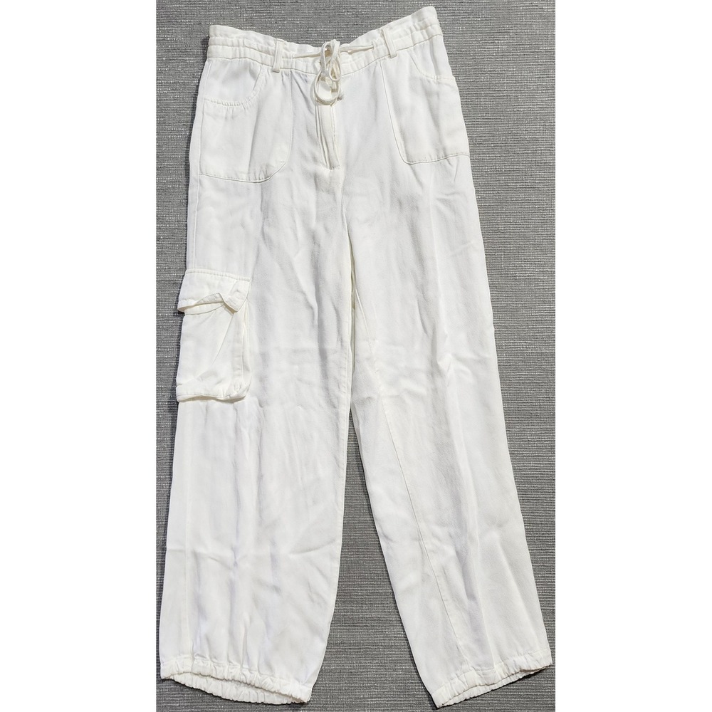 Sincerely Jules White Cargo Pants Wide Leg Drawstring Rayon Tencel‎ Size L